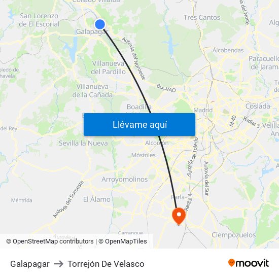 Galapagar to Torrejón De Velasco map