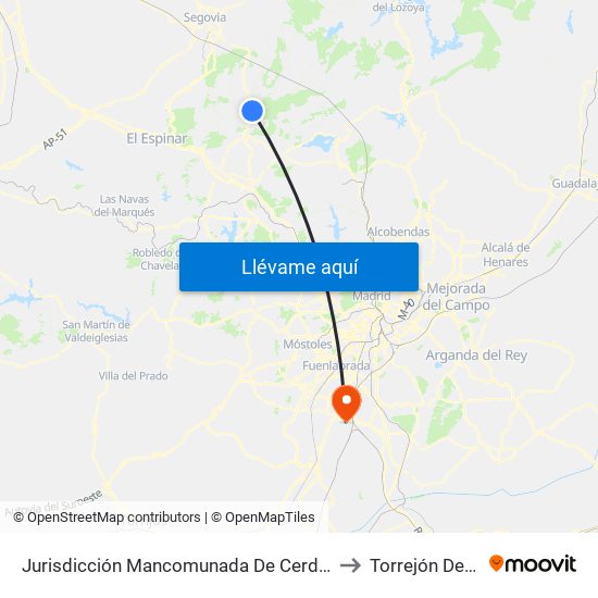 Jurisdicción Mancomunada De Cerdedilla Y Navacerrada to Torrejón De Velasco map