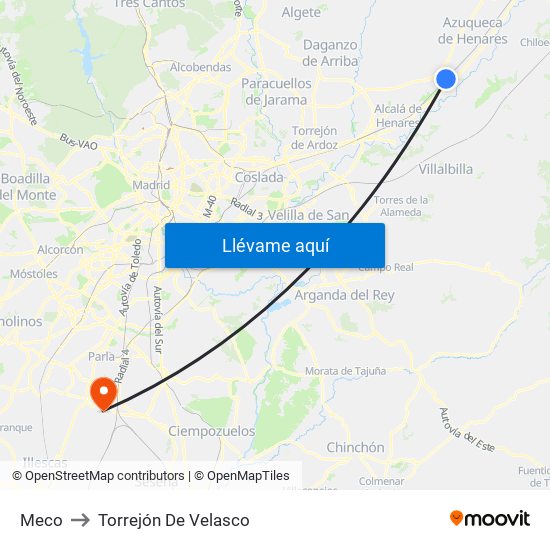 Meco to Torrejón De Velasco map