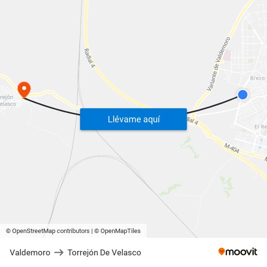 Valdemoro to Torrejón De Velasco map