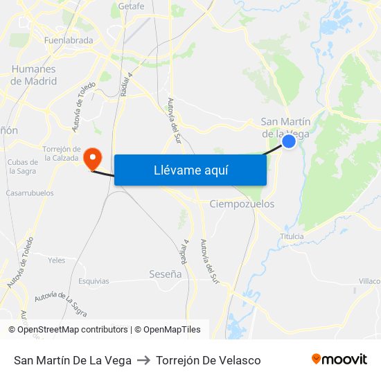 San Martín De La Vega to Torrejón De Velasco map