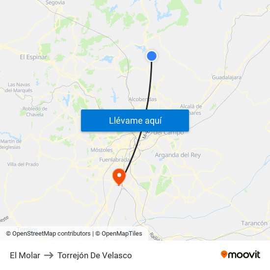 El Molar to Torrejón De Velasco map