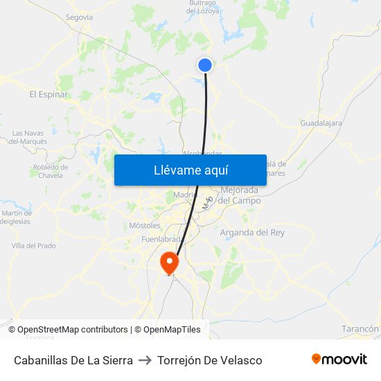 Cabanillas De La Sierra to Torrejón De Velasco map