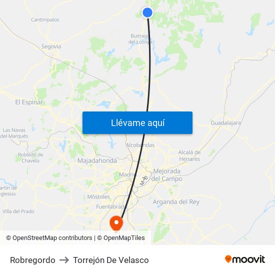 Robregordo to Torrejón De Velasco map