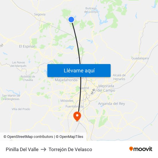 Pinilla Del Valle to Torrejón De Velasco map