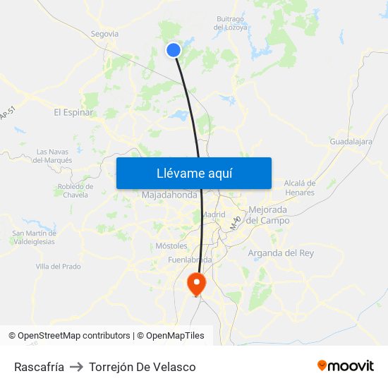 Rascafría to Torrejón De Velasco map