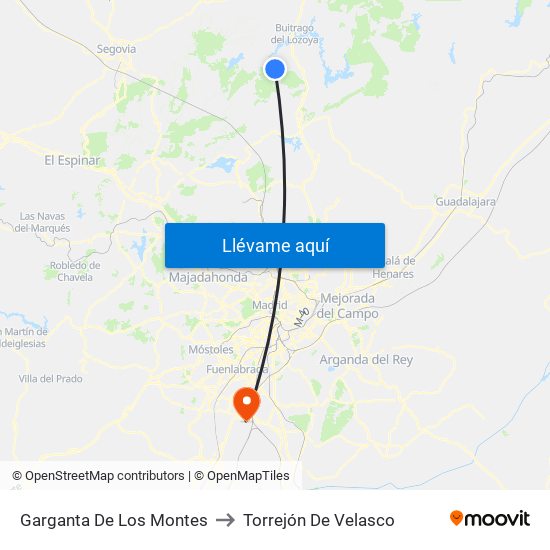 Garganta De Los Montes to Torrejón De Velasco map