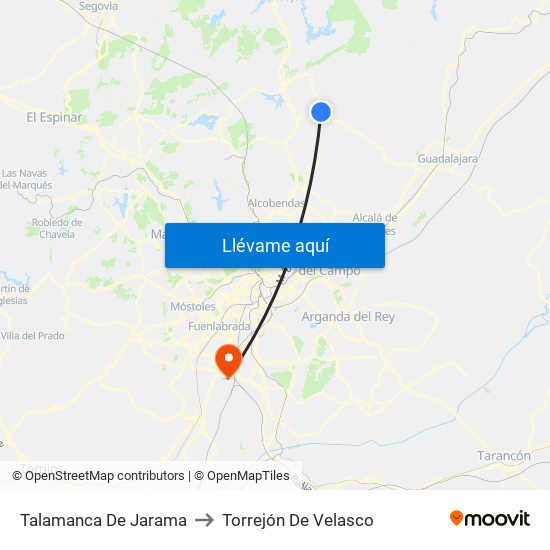 Talamanca De Jarama to Torrejón De Velasco map