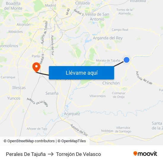 Perales De Tajuña to Torrejón De Velasco map