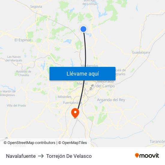 Navalafuente to Torrejón De Velasco map