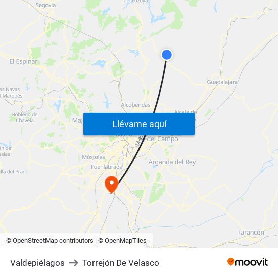 Valdepiélagos to Torrejón De Velasco map
