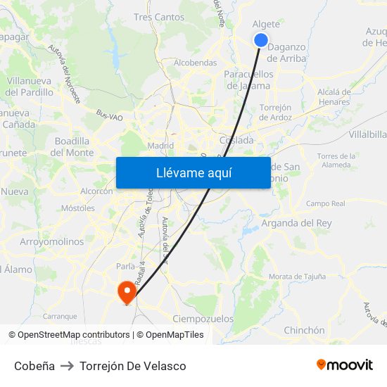 Cobeña to Torrejón De Velasco map