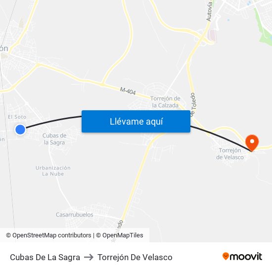 Cubas De La Sagra to Torrejón De Velasco map