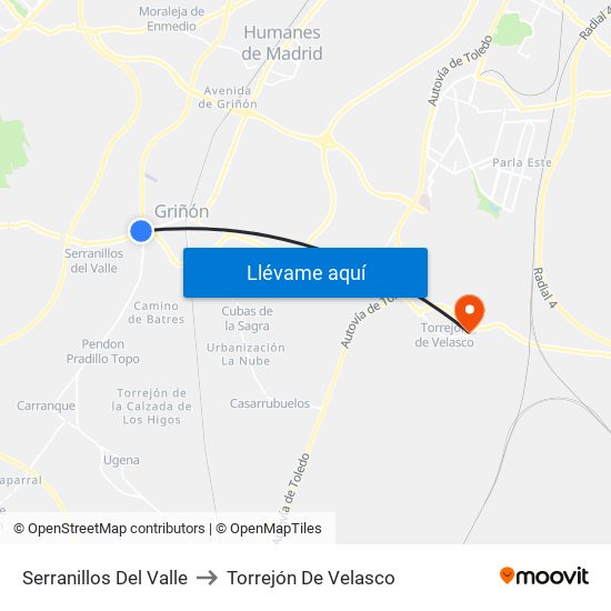 Serranillos Del Valle to Torrejón De Velasco map