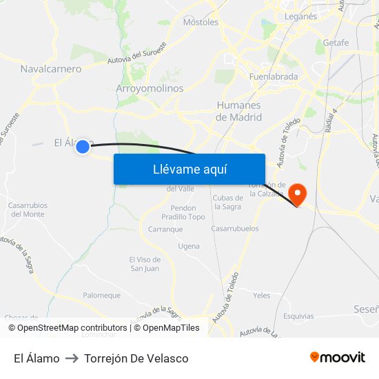 El Álamo to Torrejón De Velasco map