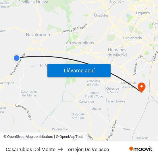 Casarrubios Del Monte to Torrejón De Velasco map