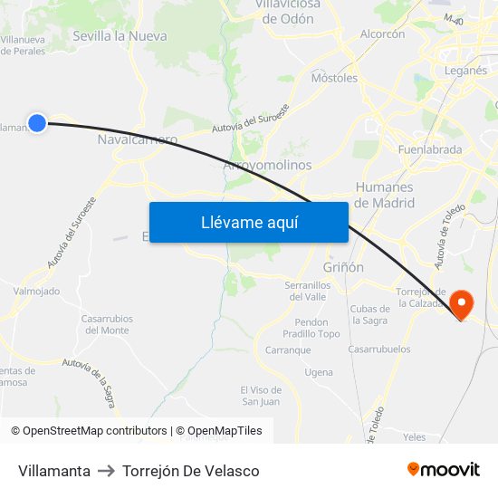 Villamanta to Torrejón De Velasco map