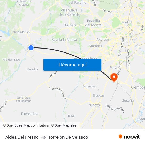 Aldea Del Fresno to Torrejón De Velasco map