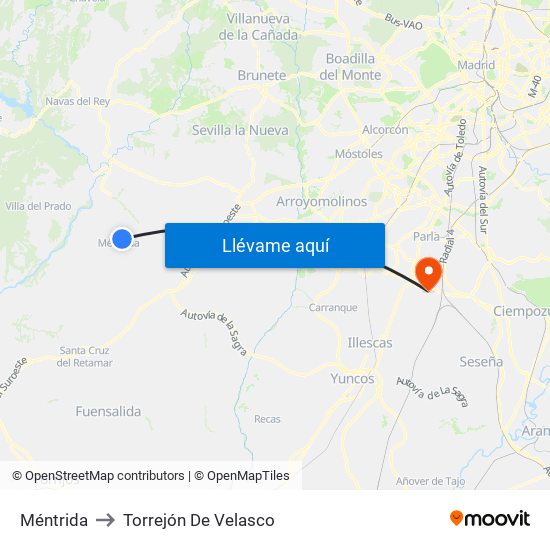 Méntrida to Torrejón De Velasco map