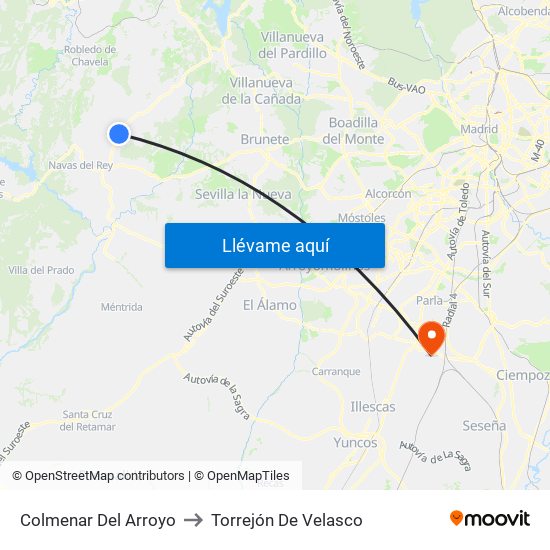 Colmenar Del Arroyo to Torrejón De Velasco map