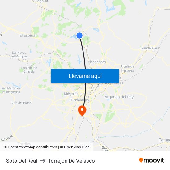 Soto Del Real to Torrejón De Velasco map