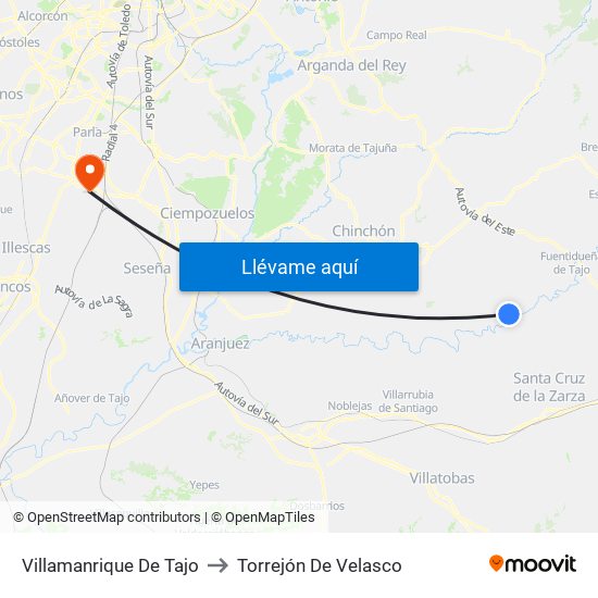 Villamanrique De Tajo to Torrejón De Velasco map