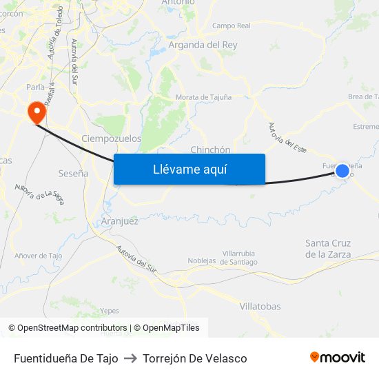 Fuentidueña De Tajo to Torrejón De Velasco map