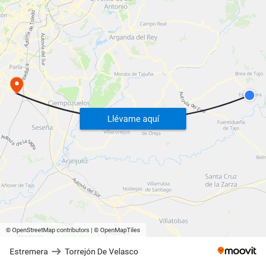 Estremera to Torrejón De Velasco map