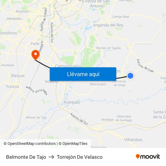Belmonte De Tajo to Torrejón De Velasco map