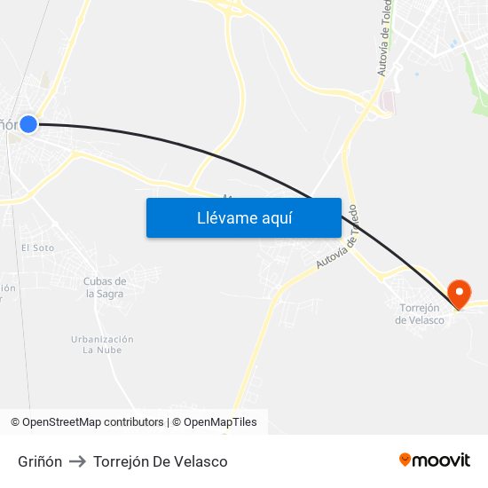 Griñón to Torrejón De Velasco map