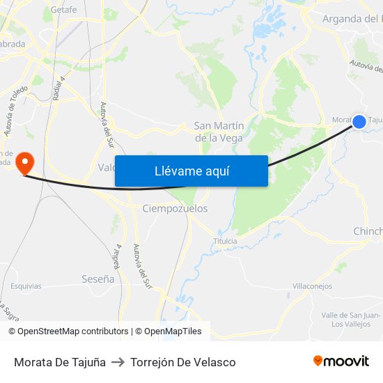 Morata De Tajuña to Torrejón De Velasco map
