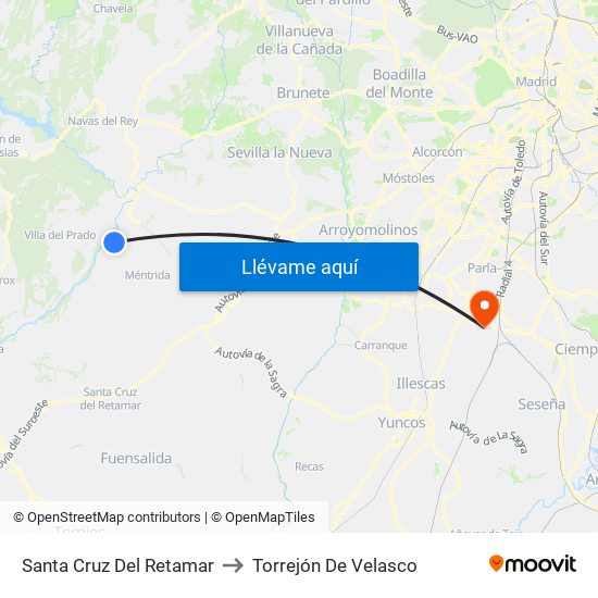 Santa Cruz Del Retamar to Torrejón De Velasco map