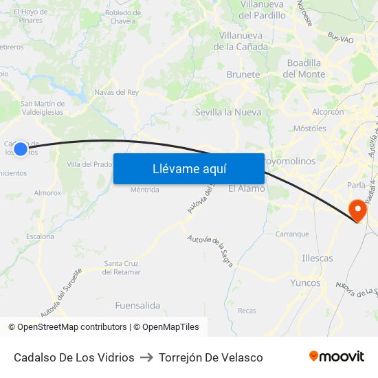 Cadalso De Los Vidrios to Torrejón De Velasco map