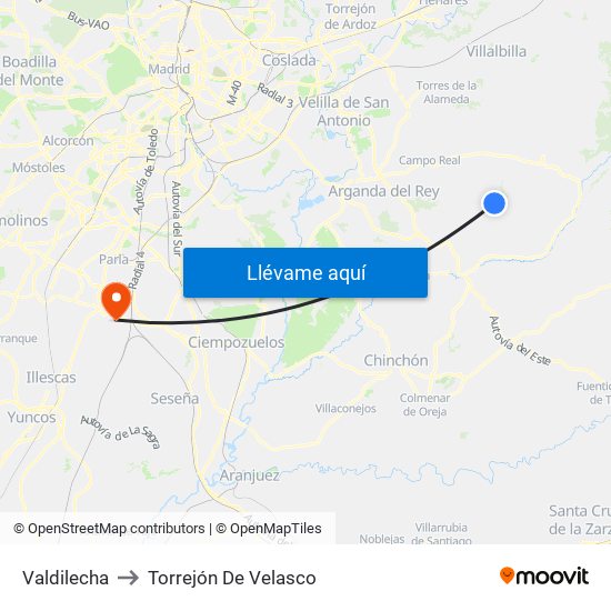 Valdilecha to Torrejón De Velasco map