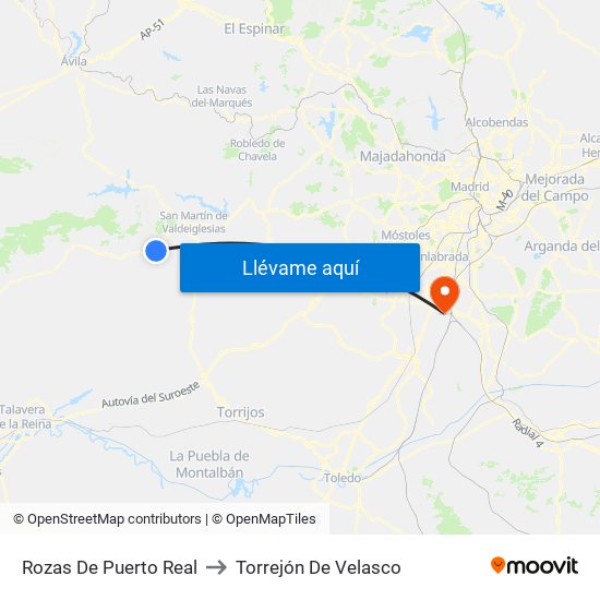 Rozas De Puerto Real to Torrejón De Velasco map