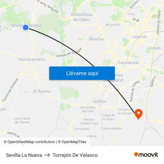 Sevilla La Nueva to Torrejón De Velasco map