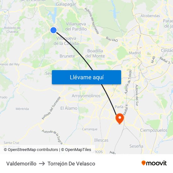 Valdemorillo to Torrejón De Velasco map