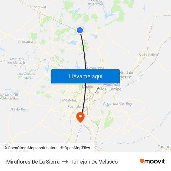 Miraflores De La Sierra to Torrejón De Velasco map