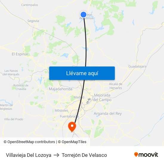 Villavieja Del Lozoya to Torrejón De Velasco map