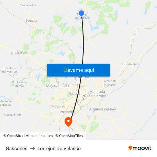 Gascones to Torrejón De Velasco map