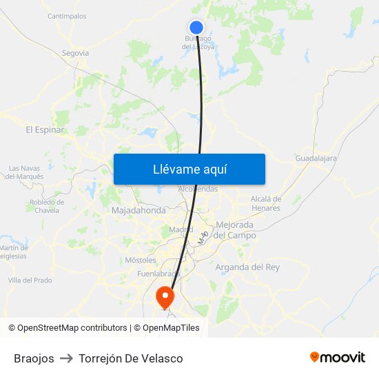 Braojos to Torrejón De Velasco map