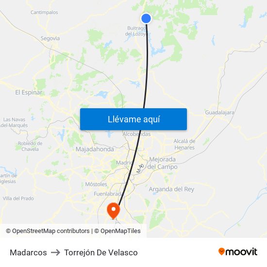 Madarcos to Torrejón De Velasco map