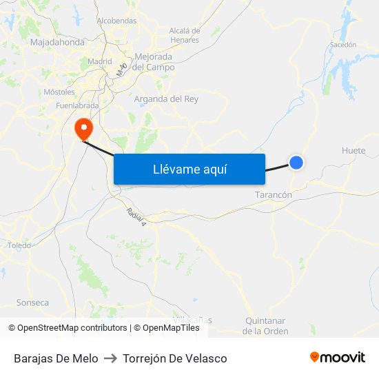 Barajas De Melo to Torrejón De Velasco map