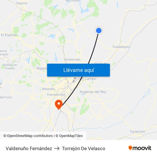 Valdenuño Fernández to Torrejón De Velasco map