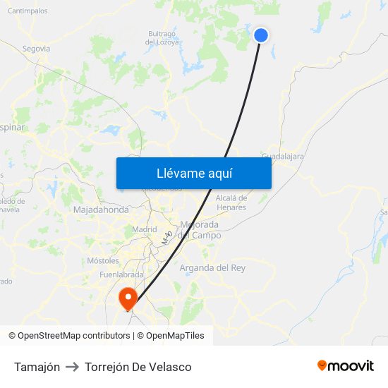Tamajón to Torrejón De Velasco map