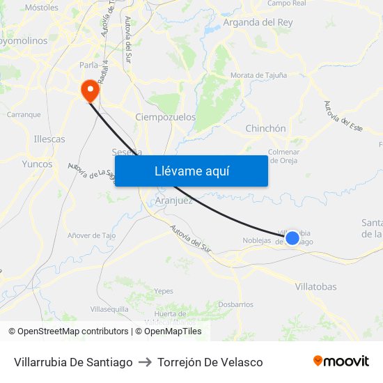 Villarrubia De Santiago to Torrejón De Velasco map