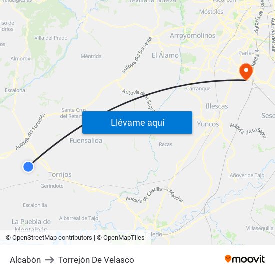Alcabón to Torrejón De Velasco map