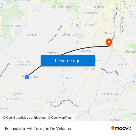 Fuensalida to Torrejón De Velasco map