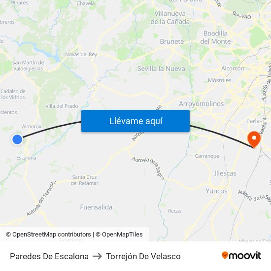 Paredes De Escalona to Torrejón De Velasco map