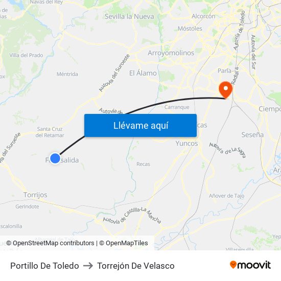 Portillo De Toledo to Torrejón De Velasco map